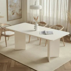 Table à manger blanche bords ronds 180 cm MARFA