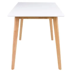 Table à manger blanche pieds bois 4 pers. 120 cm OTTA
