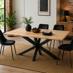 Table à manger bois bords naturels pied central 200 cm CANYON