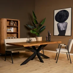 Table à manger bois à bords naturels 220 cm CALERO