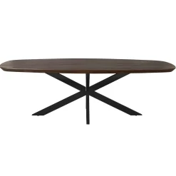 Table à manger bois brun bords arrondis 200 cm CORTINA