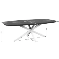 Table à manger bois brun bords arrondis 280 cm CORTINA