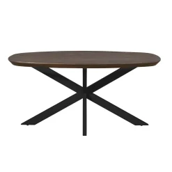 Table à manger bois brun bords arrondis 160 cm CORTINA