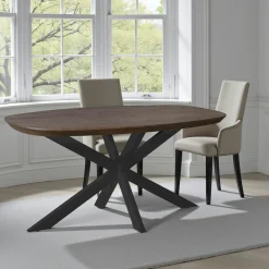 Table à manger bois brun bords arrondis 160 cm CORTINA