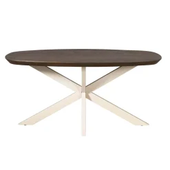 Table à manger bois brun pied blanc 160 cm CORTINA