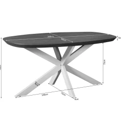 Table à manger bois brun pied blanc 160 cm CORTINA