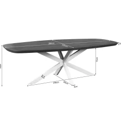 Table à manger bois brun pied blanc 280 cm CORTINA