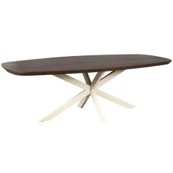 Table à manger bois brun pied blanc 240 cm CORTINA