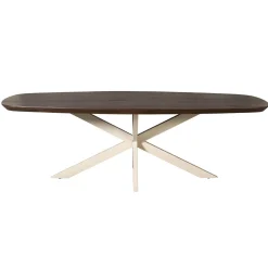 Table à manger bois brun pied blanc 240 cm CORTINA