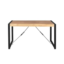 Table à manger bois clair à tendeurs noirs 200 cm MILORA