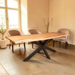 Table à manger bois d'acacia à bords naturels 200 cm ARBOR