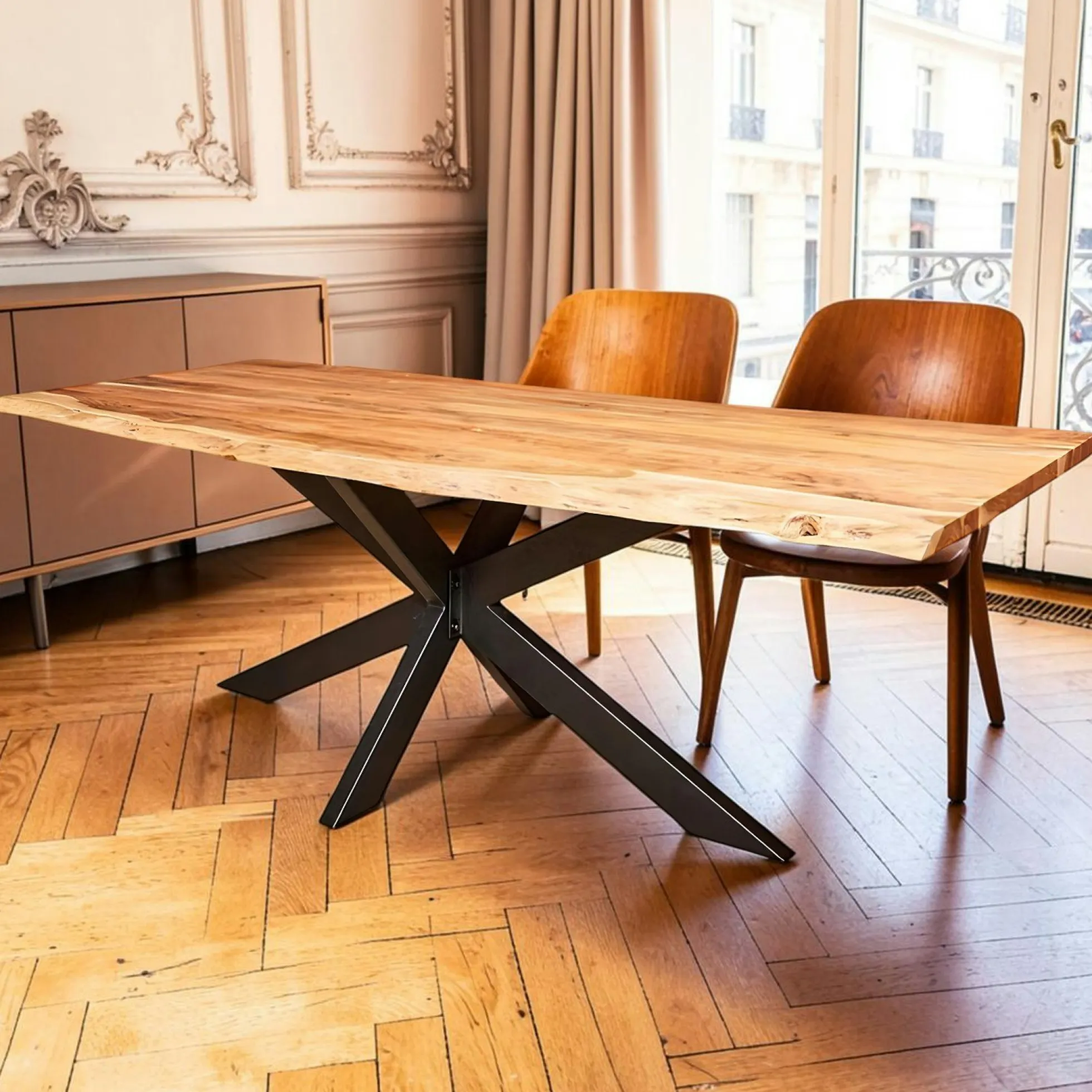 Table à manger bois d'acacia à bords naturels 300 cm ARBOR