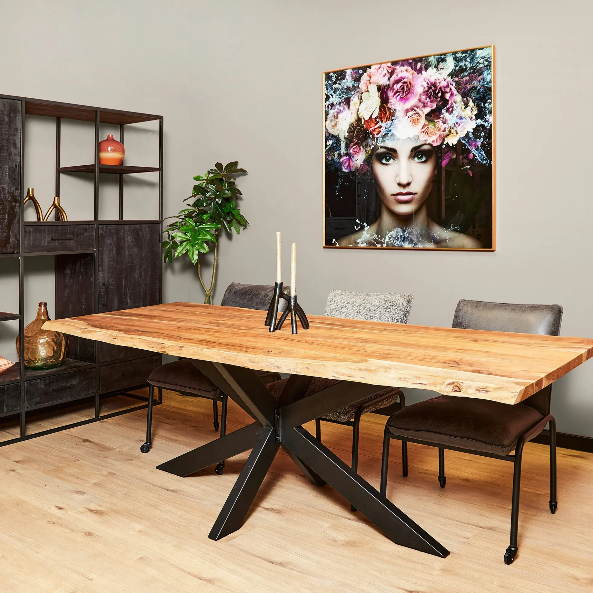 Table à manger bois d'acacia à bords naturels 300 cm ARBOR