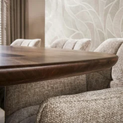 Table à manger bois d'acacia foncé design organique 215 cm NAKO