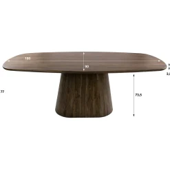 Table à manger bois d'acacia foncé design organique 180 cm NAKO