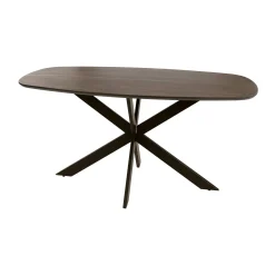 Table à manger bois d'acacia foncé bords arrondis 150 cm NAKO
