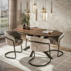 Table à manger bois d'acacia foncé bords arrondis 150 cm NAKO