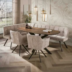 Table à manger bois d'acacia foncé bords arrondis 180 cm NAKO