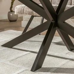 Table à manger bois d'acacia foncé bords arrondis 215 cm NAKO
