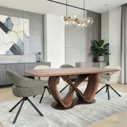 Table à manger bois de frêne à pied design ruban 220 cm ALDER