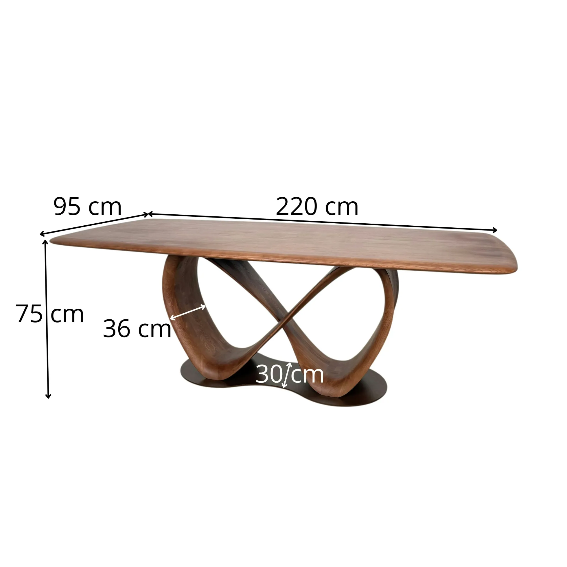 Table à manger bois de frêne à pied design ruban 220 cm ALDER