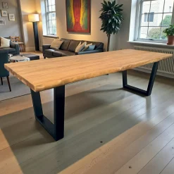 Table à manger bois de teck recyclé, pieds en U 240 cm TIMOR