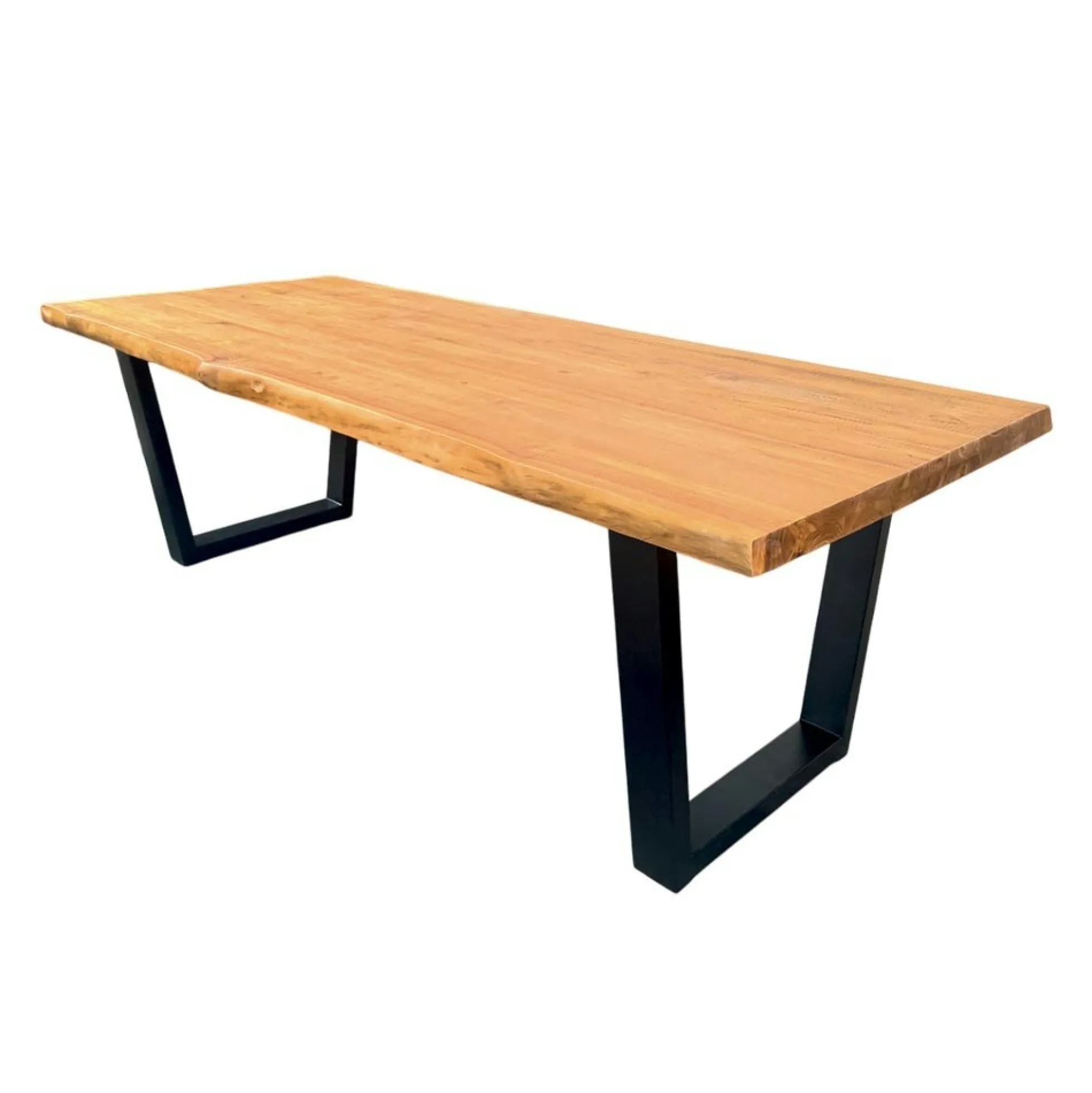 Table à manger bois de teck recyclé, pieds en U 240 cm TIMOR