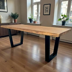 Table à manger bois de teck recyclé, pieds en U 200 cm TIMOR