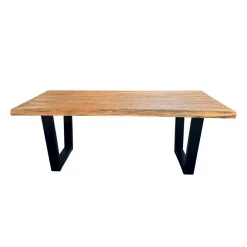 Table à manger bois de teck recyclé, pieds en U 200 cm TIMOR