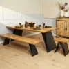 Table à manger bois et métal à pieds obliques 200 cm ALMA