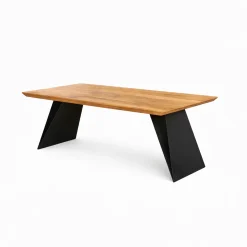 Table à manger bois et métal à pieds obliques 200 cm ALMA