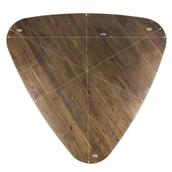 Table à manger bois foncé forme triangulaire organique 165 cm MYSORE
