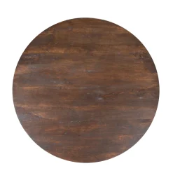 Table à manger bois foncé pied central sculpté Ø150 cm ALMA