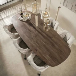 Table à manger bois foncé pied central 240 cm MYSORE