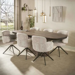 Table à manger bois foncé pied central 240 cm MYSORE