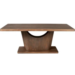 Table à manger bois foncé pied central ouvert 200 cm ARCANA