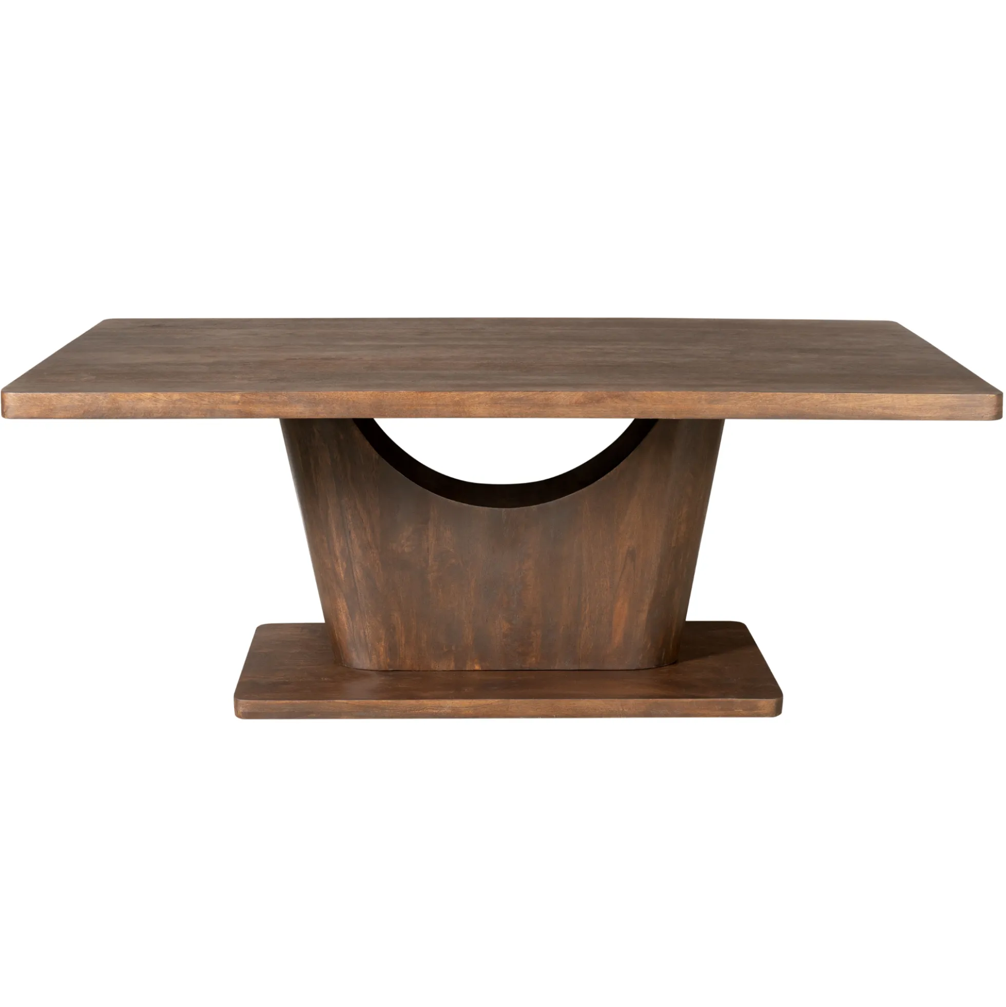Table à manger bois foncé pied central ouvert 200 cm ARCANA