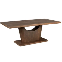 Table à manger bois foncé pied central ouvert 240 cm ARCANA