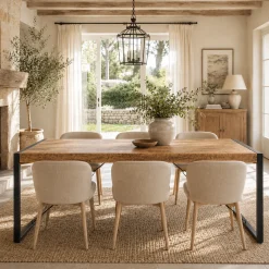 Table à manger bois métal à tendeurs 140 cm KARGO