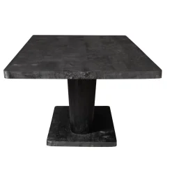 Table à manger bois noir pied central ouvert 240 cm ARCANA