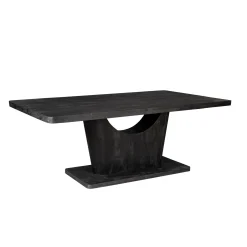 Table à manger bois noir pied central ouvert 240 cm ARCANA