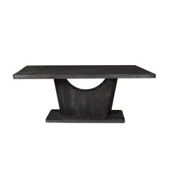 Table à manger bois noir pied central ouvert 200 cm ARCANA