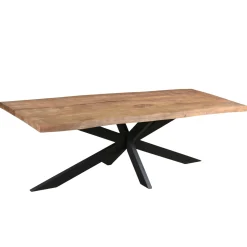 Table à manger bois pied central bords naturels 200 cm KARGO