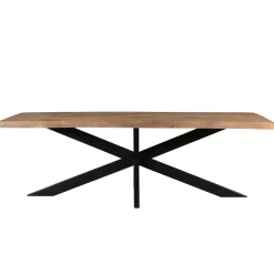 Table à manger bois pied central bords naturels 200 cm KARGO