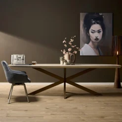 Table à manger bois sable bords arrondis 280 cm CORTINA