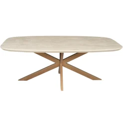 Table à manger bois sable bords arrondis 160 cm CORTINA