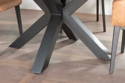 Table à manger carrée chêne métal pied croisé 150 cm OKA