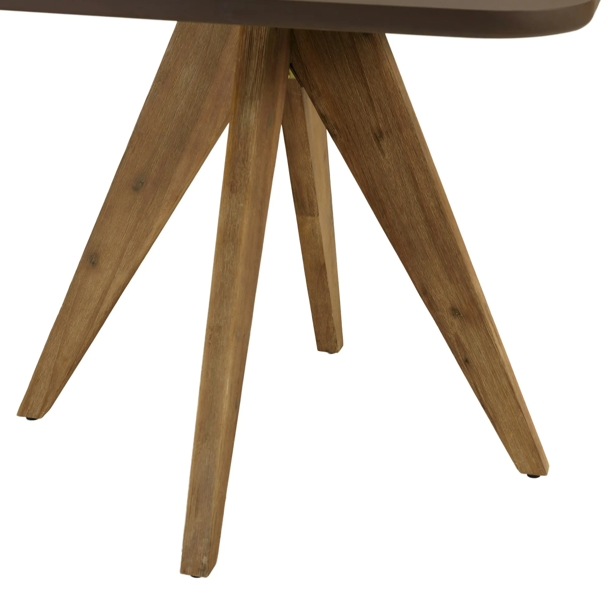 Table à manger carrée 90 cm effet béton marron pied bois d'acacia CALVI