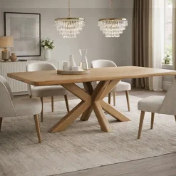Table à manger chêne massif bords arrondis 180 cm ASTER