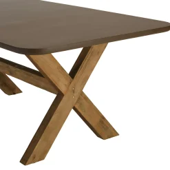 Table à manger 200 cm effet béton marron pied en bois d'acacia CALVI